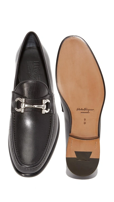 Shop Ferragamo Mason Bit Leather Loafers In Black