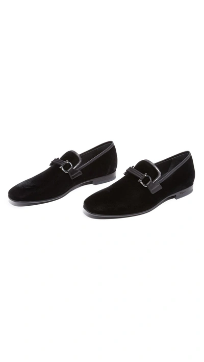 Shop Ferragamo Party Velvet Loafers In Black