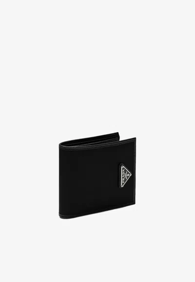 Prada Triangle Logo Re-nylon Wallet In Black