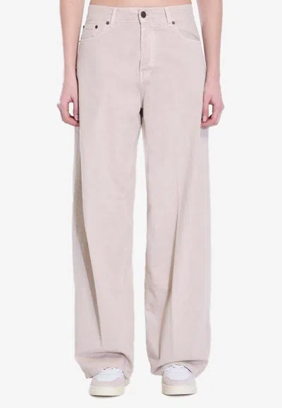 Haikure Bethany Twill 45 Baggy Denim Pants In Beige