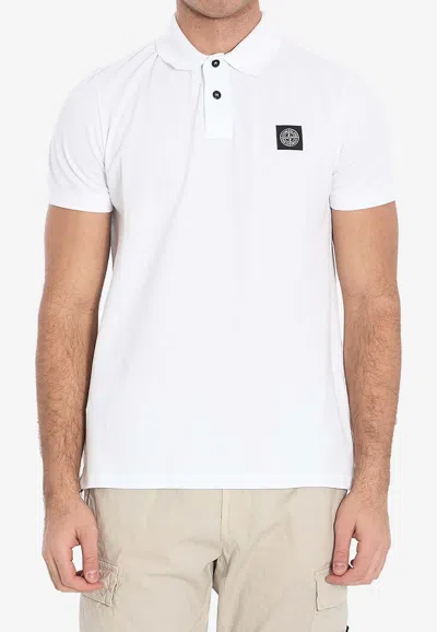Stone Island Classic White Polo Shirt With Buttoned Placket In White
