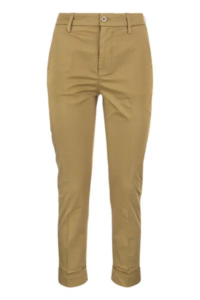 Dondup Erin - Slim Cotton Trousers In Brown