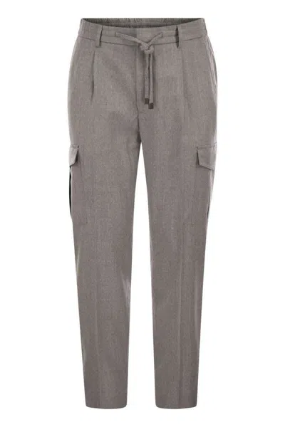 Peserico Men's Wool, Silk And Cashmere Jogger Trousers In Grey