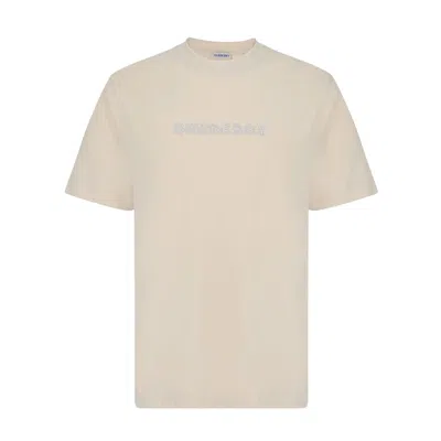 Burberry Crew Neck Cotton T-shirt Monochrome Pattern In Tundra