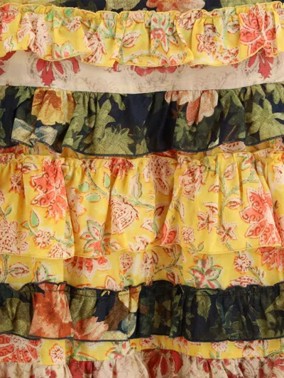 Valentino High Waist Tiered Floral Maxi Skirt In Multicolour