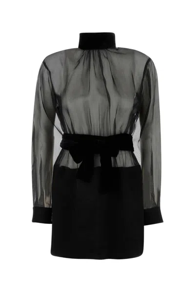 Dolce & Gabbana Black Stretch Silk Blend Minidress In Black