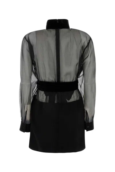 Dolce & Gabbana Black Stretch Silk Blend Minidress In Black