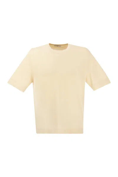 Pt Torino White Silk Blend T-shirt In Beige