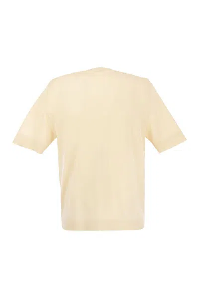 Pt Torino White Silk Blend T-shirt In Beige