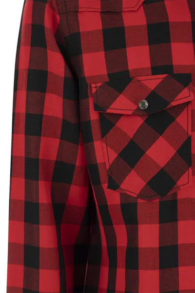 Pt Torino Checked Shirt In Cotton And Linen Blend In Red