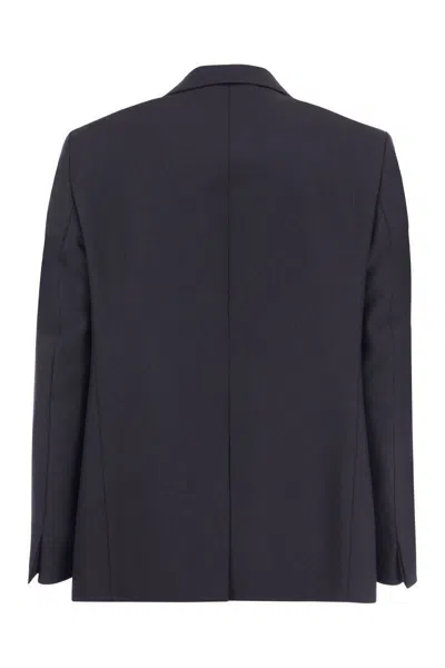 Pt Torino Double-breasted Jacket In Wool Blend In Navy