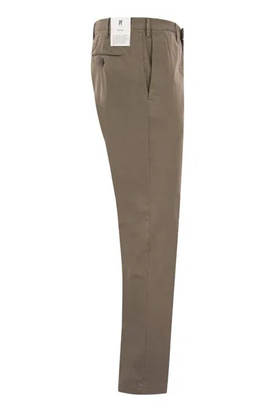 Pt Torino Superslim Trousers In Cotton And Silk In Brown