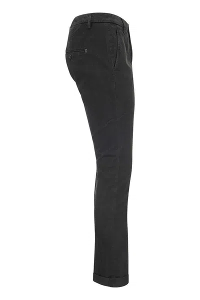Dondup Slim Fit Trousers Belt Loops In Black