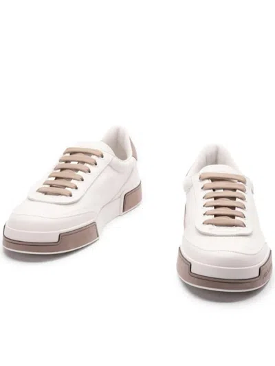 Dolce & Gabbana Portofino Yatch Sneakers In Calfskin Color White And Dove Grey In Red