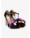 FENDI Suede Pumps with Mink and Fox Fur