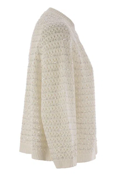 Fabiana Filippi Cotton Open Cardigan With Sequins In White