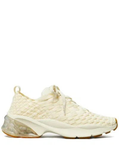 Tory Burch Good Luck Woven Trainer Sneakers In Beige