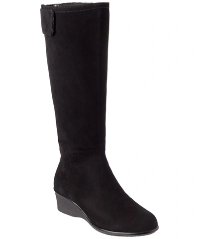 Taryn Rose Aiden Waterproof Suede Tall Boot In Black