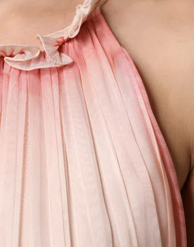 Pre-owned Alberta Ferretti Pink Sleeveless Pleated A-line Maxi Women's Dress ()