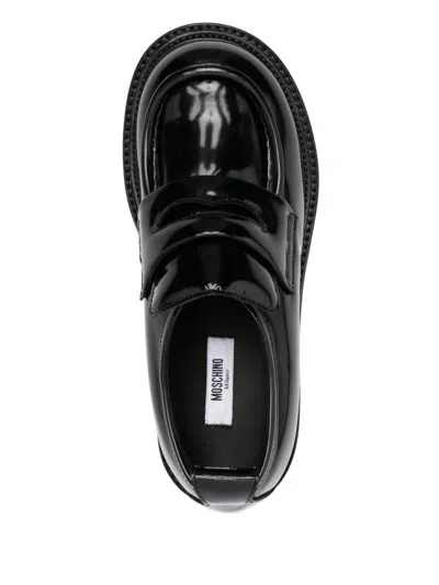Moschino Patent-leather Loafers In Black