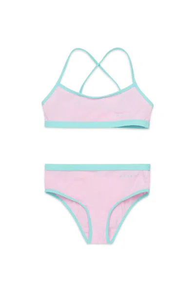 Marni Cross-over Shoulder Straps Bikini Swimming Costume In Pink