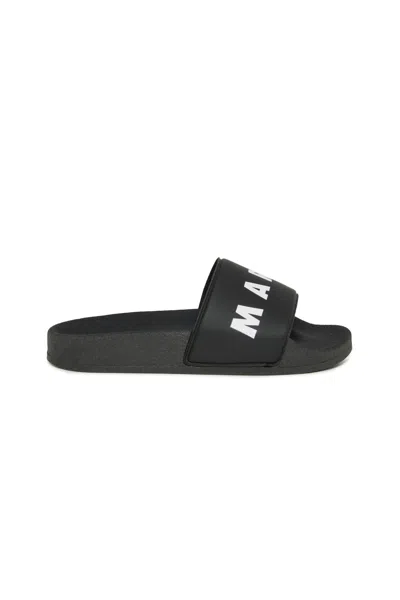 Marni Branded Slide Slippers In Black
