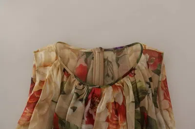 Pre-owned Dolce & Gabbana Beige Floral Sleeveless Round Neck Mini Women's Dress () In Multicolor