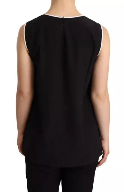 Pre-owned Dolce & Gabbana Black Silk Eleganza Print Sleeveless Tank Women's Top ()