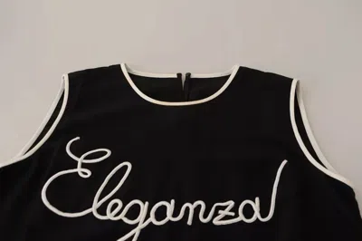 Pre-owned Dolce & Gabbana Black Silk Eleganza Print Sleeveless Tank Women's Top ()