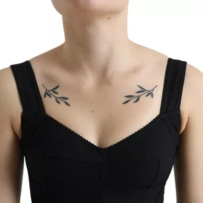 Pre-owned Dolce & Gabbana Black Sleeveless A-line Pleated Midi Women's Dress ()