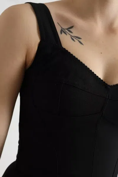 Pre-owned Dolce & Gabbana Black Sleeveless A-line Pleated Midi Women's Dress ()
