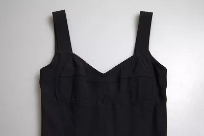 Pre-owned Dolce & Gabbana Black Sleeveless A-line Pleated Midi Women's Dress ()
