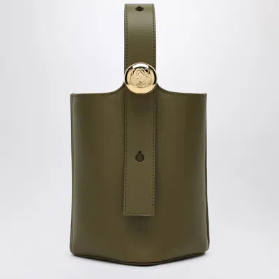 Loewe Olive Green Calfskin Pebble Bucket Small Bag Women In Green