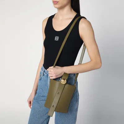 Loewe Olive Green Calfskin Pebble Bucket Small Bag Women In Green