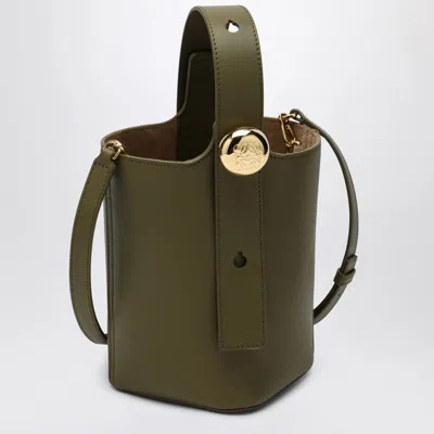 Loewe Olive Green Calfskin Pebble Bucket Small Bag Women In Green