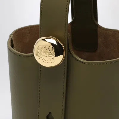 Loewe Olive Green Calfskin Pebble Bucket Small Bag Women In Green