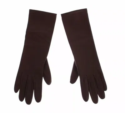 Pre-owned Dolce & Gabbana Brown Leather Wrist Slim Women Women's Gloves ()