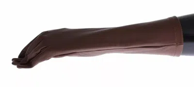 Pre-owned Dolce & Gabbana Brown Leather Wrist Slim Women Women's Gloves ()
