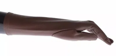 Pre-owned Dolce & Gabbana Brown Leather Wrist Slim Women Women's Gloves ()