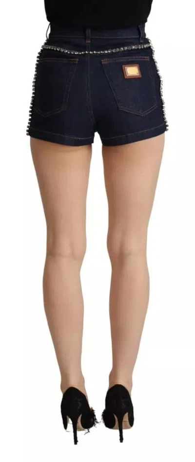 Pre-owned Dolce & Gabbana Dark Blue Embellished Denim Hot Pants Women's Shorts ()