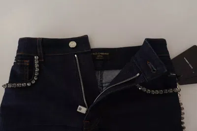 Pre-owned Dolce & Gabbana Dark Blue Embellished Denim Hot Pants Women's Shorts ()