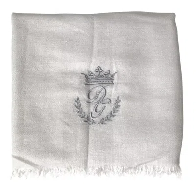 Pre-owned Dolce & Gabbana Gray Cashmere Wrap Shawl Fringe Women's Scarf ()