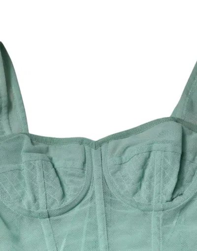 Pre-owned Dolce & Gabbana Green Cotton Bustier Corset Sleeveless Women's Top ()