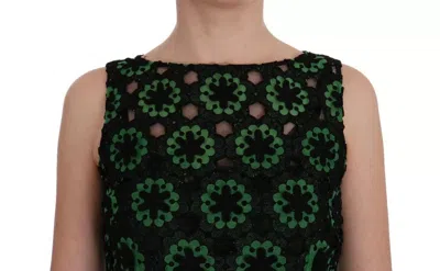 Pre-owned Dolce & Gabbana Green Floral Ricamo A-line Shift Women's Dress () In Black And Green