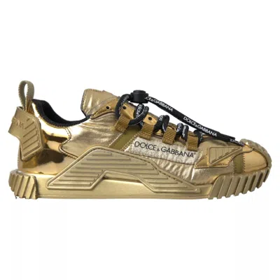 Pre-owned Dolce & Gabbana Metallic Gold Ns1 Low Top Women's Shoes Women's Sneakers ()