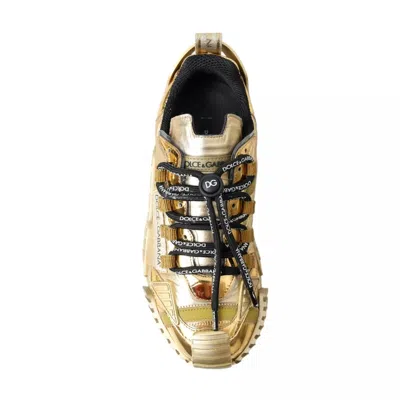 Pre-owned Dolce & Gabbana Metallic Gold Ns1 Low Top Women's Shoes Women's Sneakers ()