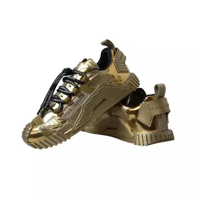 Pre-owned Dolce & Gabbana Metallic Gold Ns1 Low Top Women's Shoes Women's Sneakers ()