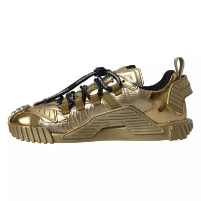 Pre-owned Dolce & Gabbana Metallic Gold Ns1 Low Top Women's Shoes Women's Sneakers ()