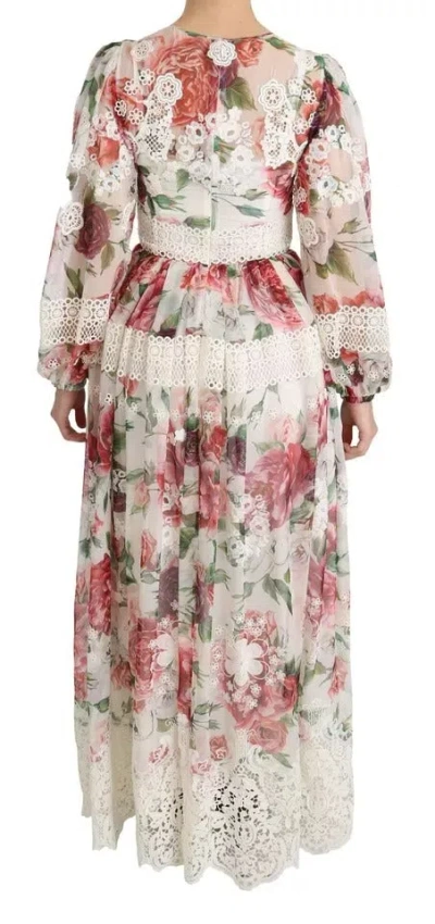 Pre-owned Dolce & Gabbana Multicolor Floral Maxi Sheath Women's Dress ()