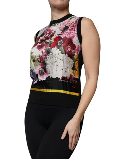 Pre-owned Dolce & Gabbana Multicolor Floral Silk Sleeveless Tank Blouse Women's Top ()